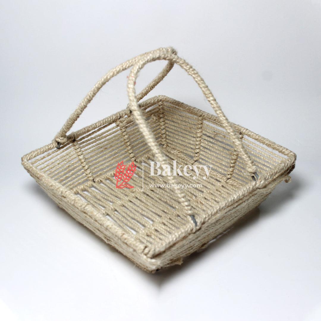 Decorative Jute Metal Hamper Basket For Gifting | Handcrafted Round Basket – Stylish & Functional Storage