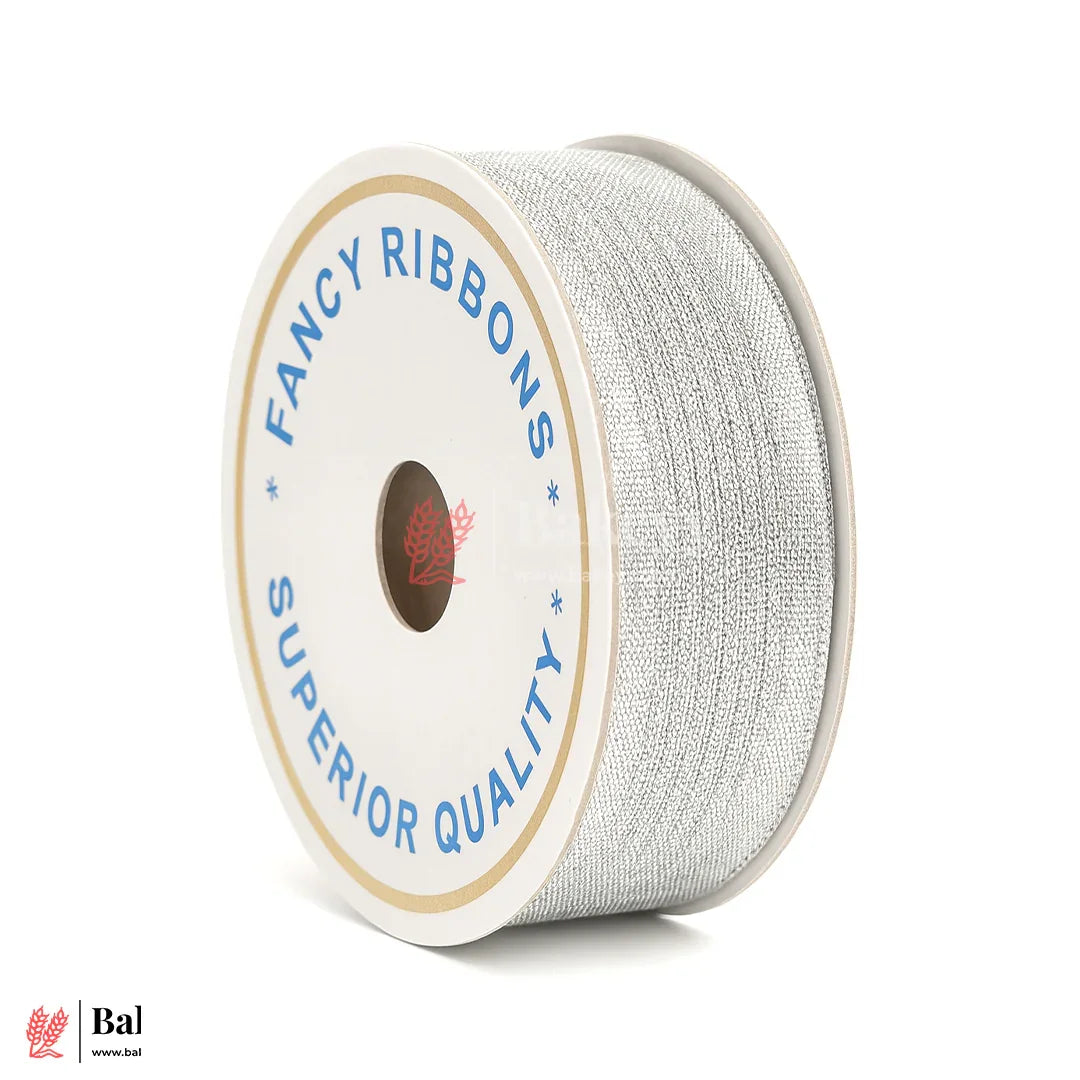Silver Mesh Fancy Ribbon – 3 cm x 18 Meters | Premium Metallic Finish | 1 Roll