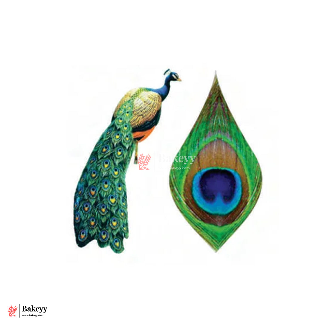 Pre-Cut | Edible Wafer | Peacock Theme| Pack Of 10