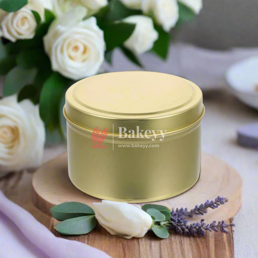 Gold Round Metal Candle Tin with Lid - Elegant Candle Storage and Display |Pack Of 15 | - Bakeyy.com - India - Gold Round Metal Candle Tin with Lid - Elegant Candle Storage and Display |Pack Of 15 | - Small