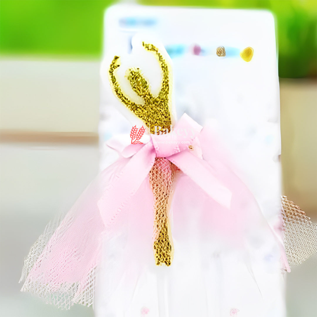 Elegant Ballerina Cake Candle Topper | Gold & Pink Design| (Pack Of 1)