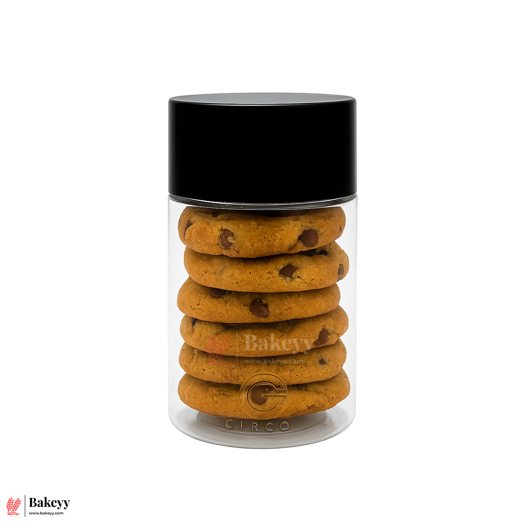 63mm-350ml Airtight Cookie Jar – Clear Plastic Storage Container with Black Lid | Ideal for Cookies, Nuts & Snacks | Pack Of 10 de