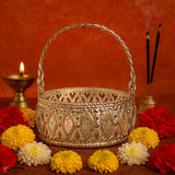 4 inch| Silver Plated Decorative Baskets For Gifts| Gift Baskets For Dry Fruits Gift Hampers, Return Gift for wedding, Anniversary, Birthday, house warming