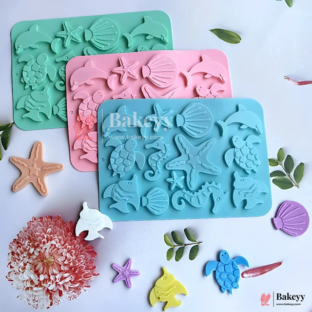 Ocean Theme Silicone Mold | Sea Animal Fondant Mold for Cake Decorating, Chocolate, Resin & Clay Crafts - Bakeyy.com - India - Ocean Theme Silicone Mold | Sea Animal Fondant Mold for Cake Decorating, Chocolate, Resin & Clay Crafts - Default Title