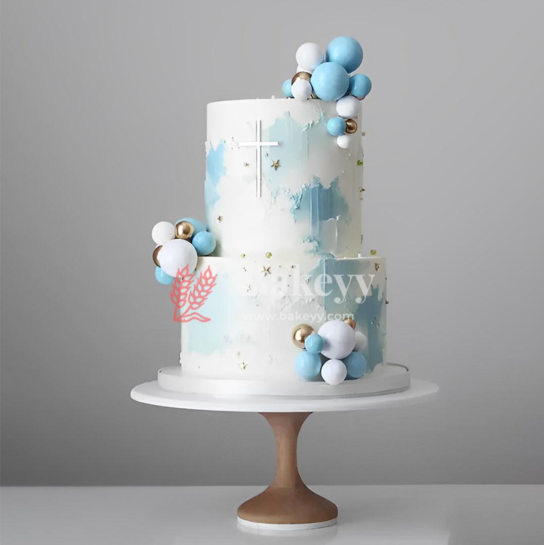 Faux Ball Sky Blue Round Ball Topper For Cake and Cupcake Decoration - Bakeyy.com - India - Faux Ball Sky Blue Round Ball Topper For Cake and Cupcake Decoration - Default Title