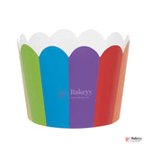 5cm | Rainbow  Design Striped Scallop-Edge Baking Cups – Premium Paper Muffin Cup Liners |Pack Of 50