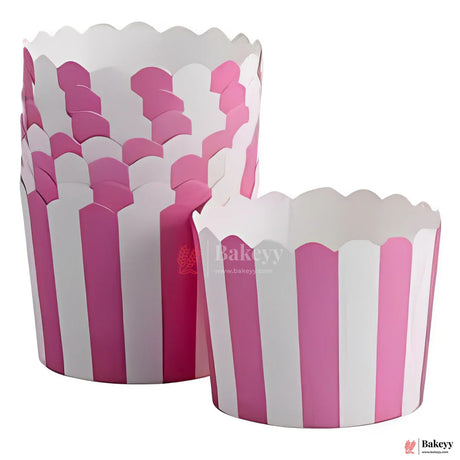 Pink & White Striped Scallop-Edge Baking Cups – Premium Paper Muffin Cup Liners | Pack Of 50 - Bakeyy.com - India - Pink & White Striped Scallop-Edge Baking Cups – Premium Paper Muffin Cup Liners | Pack Of 50 - Default Title