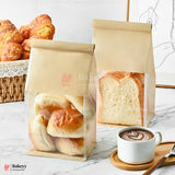 16x26x13cm Kraft Bread Bags with Transparent Window – Food-Grade & Stylish | Kraft Paper Pouches for Fresh Bakes | Baked Foods Packaging Storage | Pack Of 50