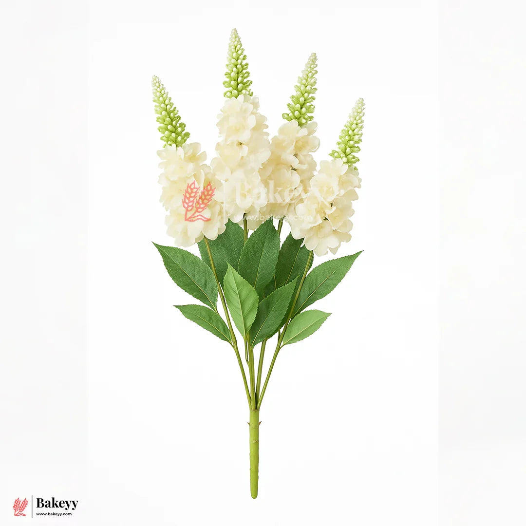Artificial Delphinium Flower Bunch – 60cm |  Light Cream | Decorative Stick for Home & Events | Pack Of 1