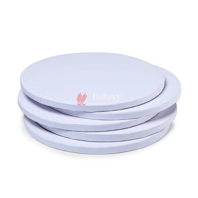 White Round Drum Cake Board Cake Base | Pack of 5 - Bakeyy.com - India - White Round Drum Cake Board Cake Base | Pack of 5 - 10 Inch