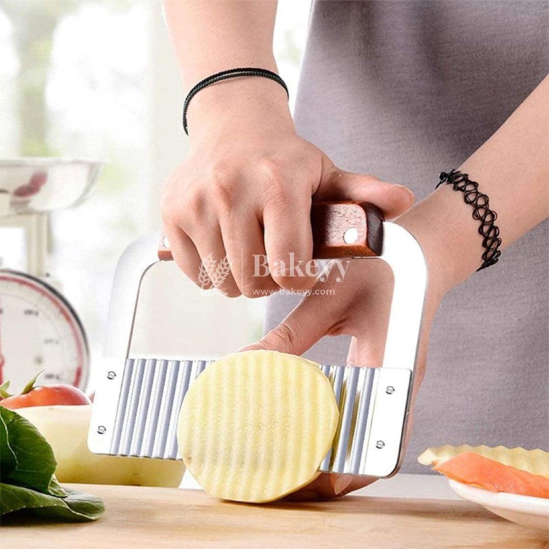 Wave Cutter, Potato Cutter, Stainless Steel Crepe Knife, Wave Cutter, Vegetables, Potato Crepe Cutter for Potatoes, Vegetables, Fries and Fruit - Bakeyy.com - India - Wave Cutter, Potato Cutter, Stainless Steel Crepe Knife, Wave Cutter, Vegetables, Potato Crepe Cutter for Potatoes, Vegetables, Fries and Fruit - Default Title