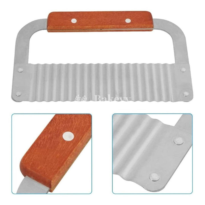 Wave Cutter, Potato Cutter, Stainless Steel Crepe Knife, Wave Cutter, Vegetables, Potato Crepe Cutter for Potatoes, Vegetables, Fries and Fruit - Bakeyy.com