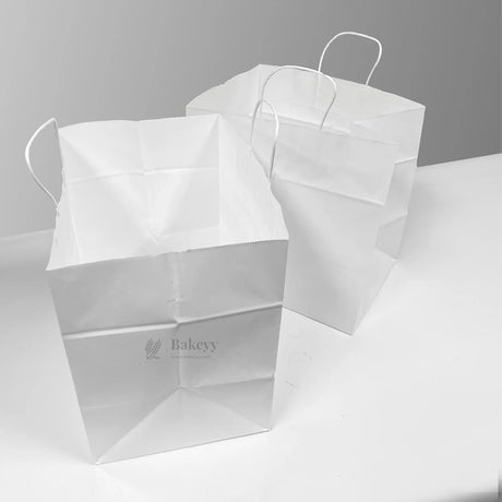 12 Inch/30.5 Cm |2kg| White Paper Cake Bag |Carry Bag |White | Paper Cake Bag - Bakeyy.com - India - 12 Inch/30.5 Cm |2kg| White Paper Cake Bag |Carry Bag |White | Paper Cake Bag - Pack of 50 / 12" Cake Bag