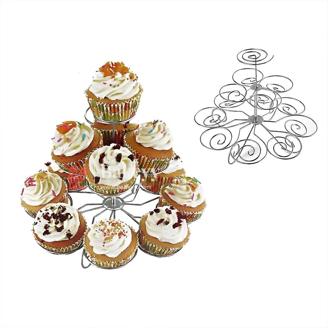Detachable 3 Layers Iron Cake Stand 13 Cupcake Holder Cup Tray Table Decoration for Party Wedding Birthday Displays Tower - Bakeyy.com - India - Detachable 3 Layers Iron Cake Stand 13 Cupcake Holder Cup Tray Table Decoration for Party Wedding Birthday Displays Tower - Default Title