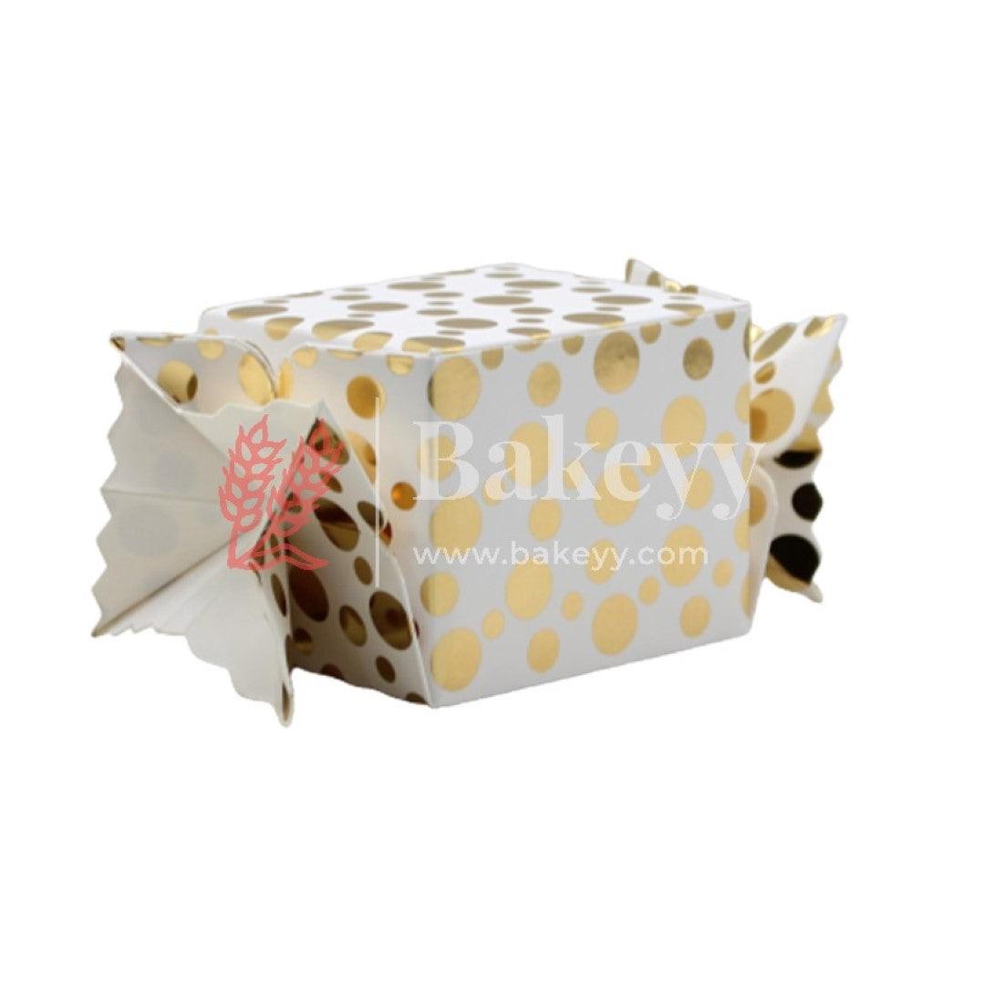 White & Metallic Gold Doted Gift Favour Boxes | pack of 10 - Bakeyy.com - India - White & Metallic Gold Doted Gift Favour Boxes | pack of 10 - Default Title