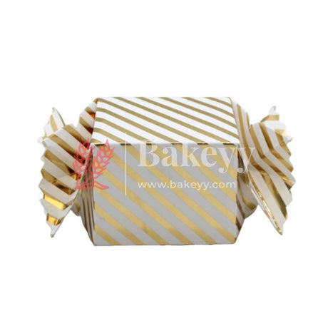 White & Metallic Gold Striped Gift Favour Boxes - Bakeyy.com - India - White & Metallic Gold Striped Gift Favour Boxes - Default Title