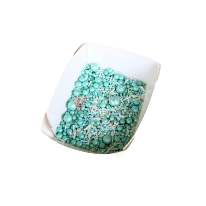 White & Turquoise Color Mixed Size Sprinklers | 100g - Bakeyy.com