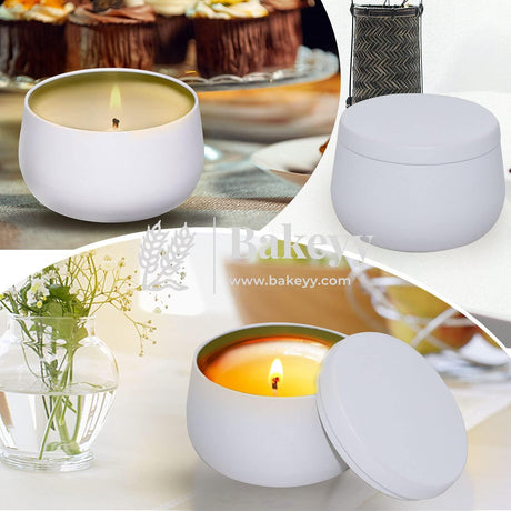 White Candle Tin Box | Empty Decorative Tin Box | Chocolate Box | Candy Box | Gift Box | Pack Of 8 - Bakeyy.com - India - White Candle Tin Box | Empty Decorative Tin Box | Chocolate Box | Candy Box | Gift Box | Pack Of 8 - Pack of 8