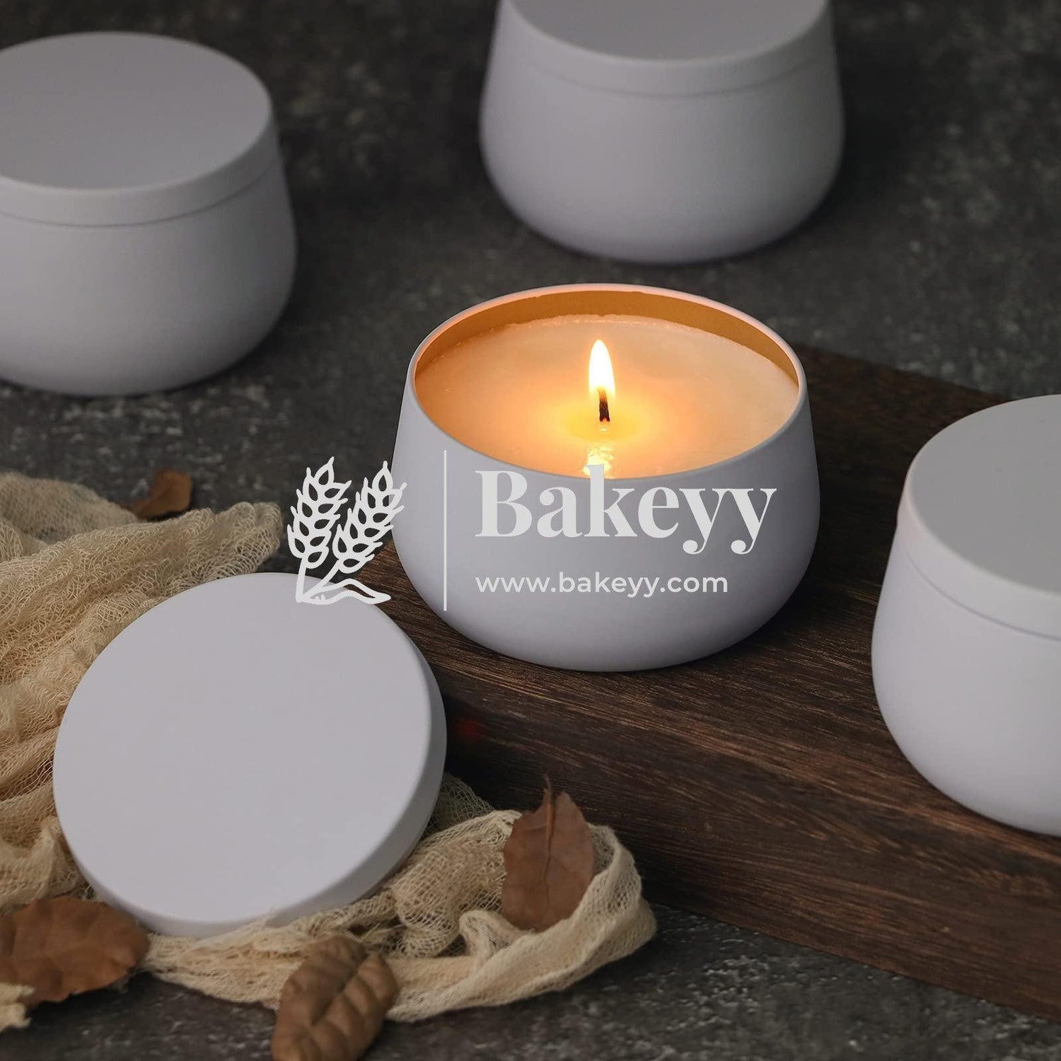 White Candle Tin Box | Empty Decorative Tin Box | Chocolate Box | Candy Box | Gift Box | Pack Of 8 - Bakeyy.com - India - White Candle Tin Box | Empty Decorative Tin Box | Chocolate Box | Candy Box | Gift Box | Pack Of 8 - Pack of 8