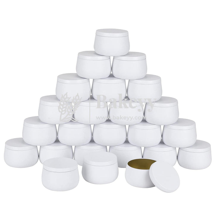 White Candle Tin Box | Empty Decorative Tin Box | Chocolate Box | Candy Box | Gift Box | Pack Of 8 - Bakeyy.com