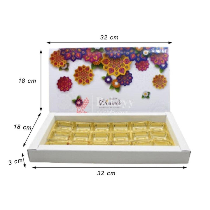 White Color Chocolate Box For 18 Cavity | Gift Box | Multipurpose Box | Diwali Special | Pack of 10 - Bakeyy.com