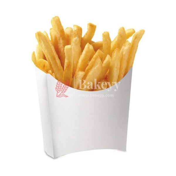White Disposable French Fries Paper Box | Pack of 30 - Bakeyy.com