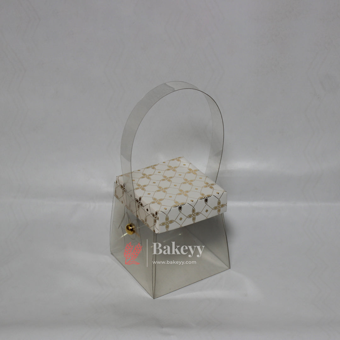 8x8x8 cm | PVC Goodie Box with Handle |  Elegant Design for Gifting and Packaging |  Pack of 10 |