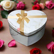 Heart-Shaped Gift Box with Marble Design and Golden Ribbon |White | Black |Pink |(Large) - Bakeyy.com - India - {{ variant.name }}