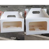 White Cupcake Box | With and Without Handle | Premium Cake Packaging Box for Cupcakes & Muffins | Multiple Cavity Options | Pack of 25