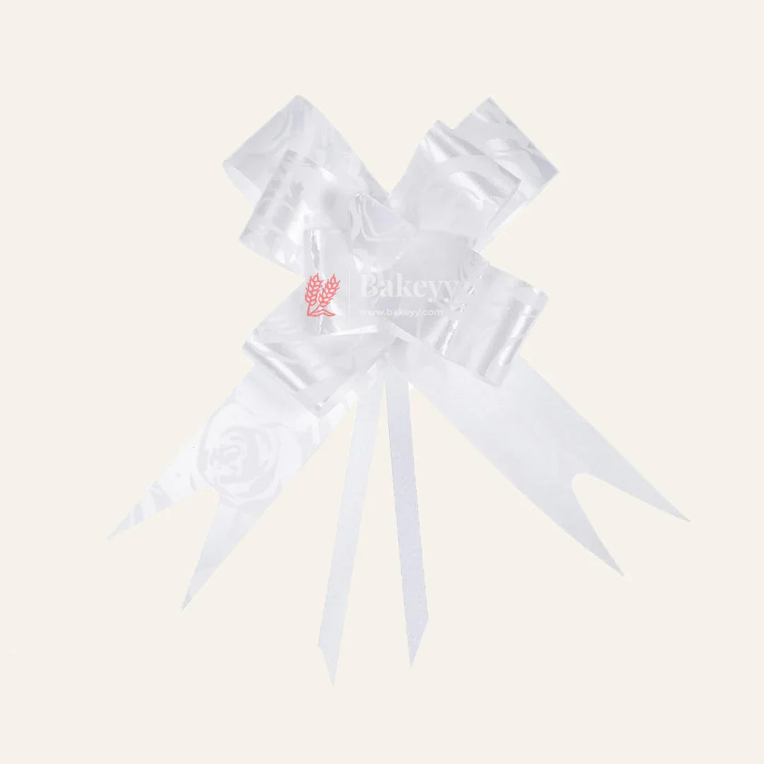 Printed White | Pull up Ribbon Mixed Designs | Pack of 10 - Bakeyy.com - India - Printed White | Pull up Ribbon Mixed Designs | Pack of 10 - 18.5cm
