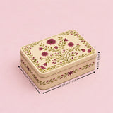 Premium Elegant Floral Tin Box – Pink & Gold Accents| Pack of 1