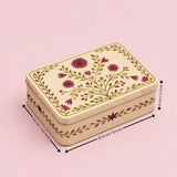 Premium Elegant Floral Tin Box – Pink & Gold Accents| Pack of 1