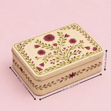 Premium Elegant Floral Tin Box – Pink & Gold Accents| Pack of 1
