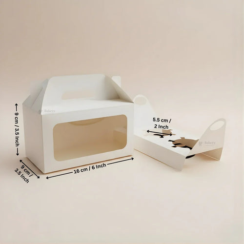 White Cupcake Box | With and Without Handle | Premium Cake Packaging Box for Cupcakes & Muffins | Multiple Cavity Options | Pack of 25