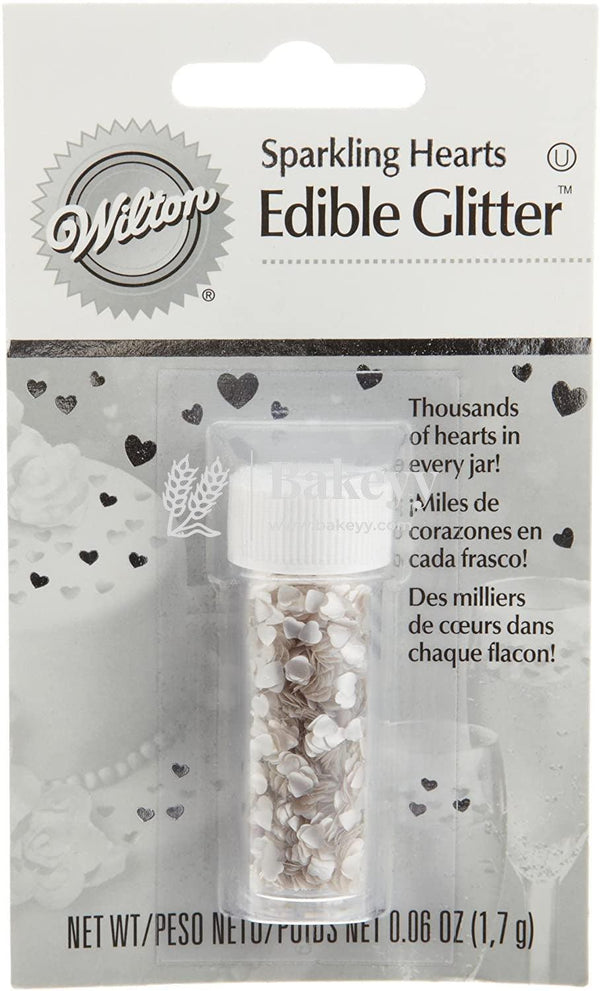 Wilton Edible Accents | Silver Hearts | Edible Glitter - Bakeyy.com