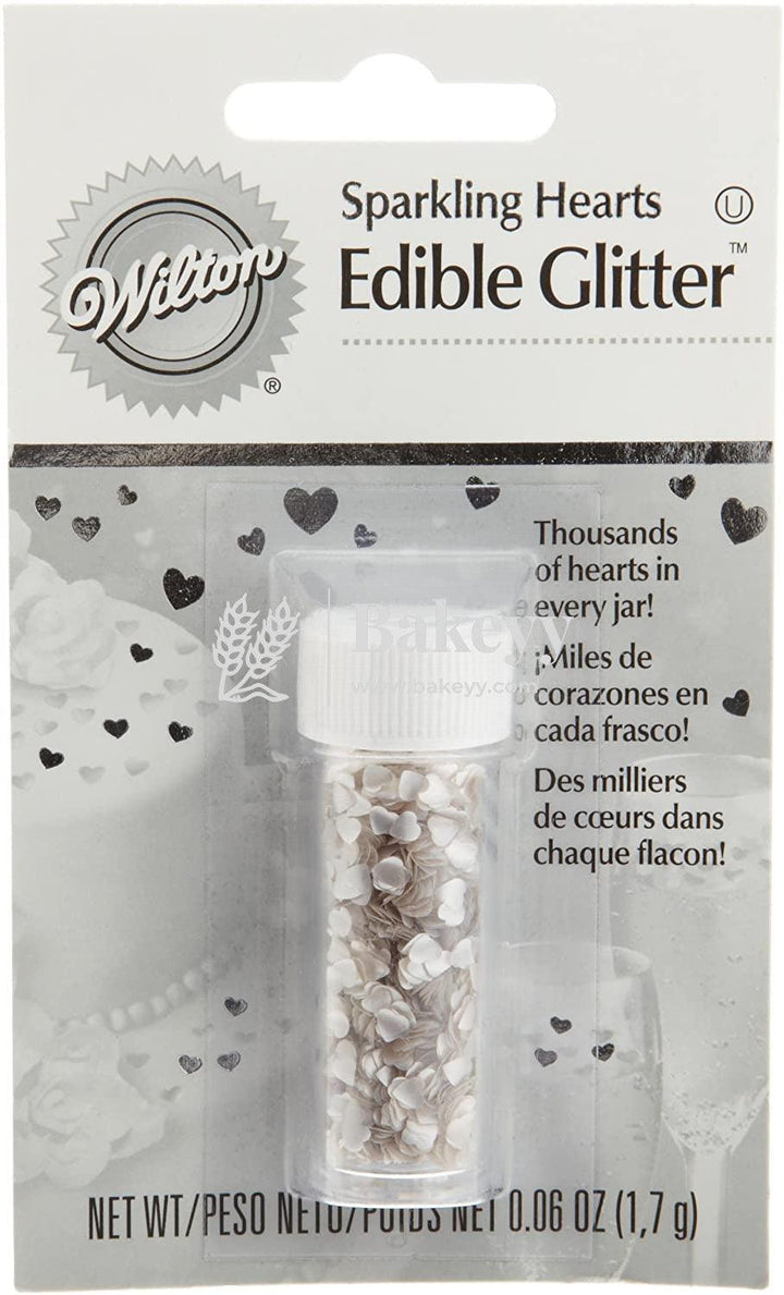 Wilton Edible Accents | Silver Hearts | Edible Glitter - Bakeyy.com