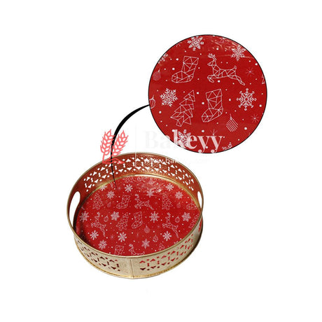 Christmas Tray for Return Gifts | Round Metal Tray Home Decor Items | Decorative Tray for Christmas [Pack of 1] - Bakeyy.com - India - Christmas Tray for Return Gifts | Round Metal Tray Home Decor Items | Decorative Tray for Christmas [Pack of 1] - Default Title