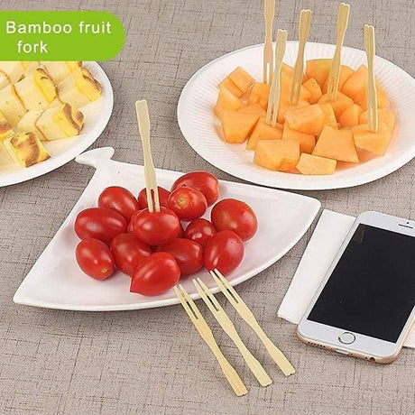 Wooden Fruit Fork Sets Pack Of 70 | Mini Fork for Snacks | Eco-Friendly Wooden Cutlery | Bamboo Party Forks | Mini Cocktail Picks |Fruit Appetizers Dessert Forks - Bakeyy.com - India - Wooden Fruit Fork Sets Pack Of 70 | Mini Fork for Snacks | Eco-Friendly Wooden Cutlery | Bamboo Party Forks | Mini Cocktail Picks |Fruit Appetizers Dessert Forks - Default Title