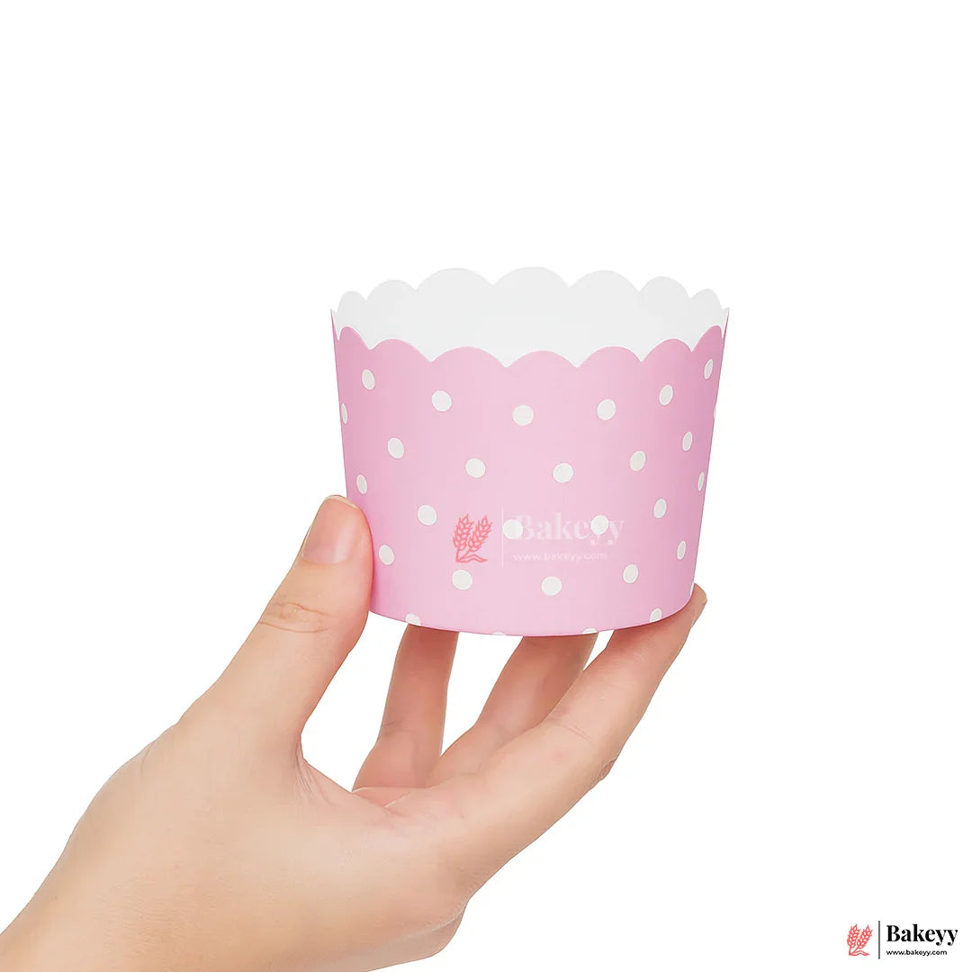 6cm | Muffin Cup |Pink With White Doted Baking Cup  | 50 pcs