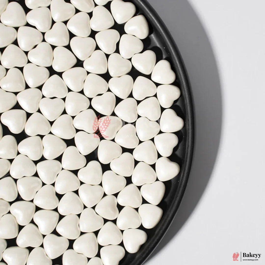 White Heart-Shaped Edible Sprinkles| Cupcake| Dessert Decoration | Metallic Finish