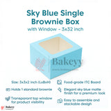 3x3x2 inch | 1 Sky Blue Single Brownie Box with Window | cookie packaging box | cookie box with clear window | Gift box | Pack of 50