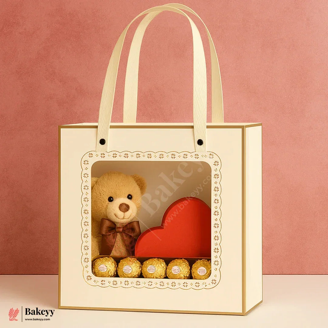 2 in 1 Premium Window Gift Bag Come Box | 20x20x10cm | Pack Of 10