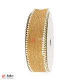 9mtr Jute Ribbon Roll with Pearl Edge | Sand Brown Color