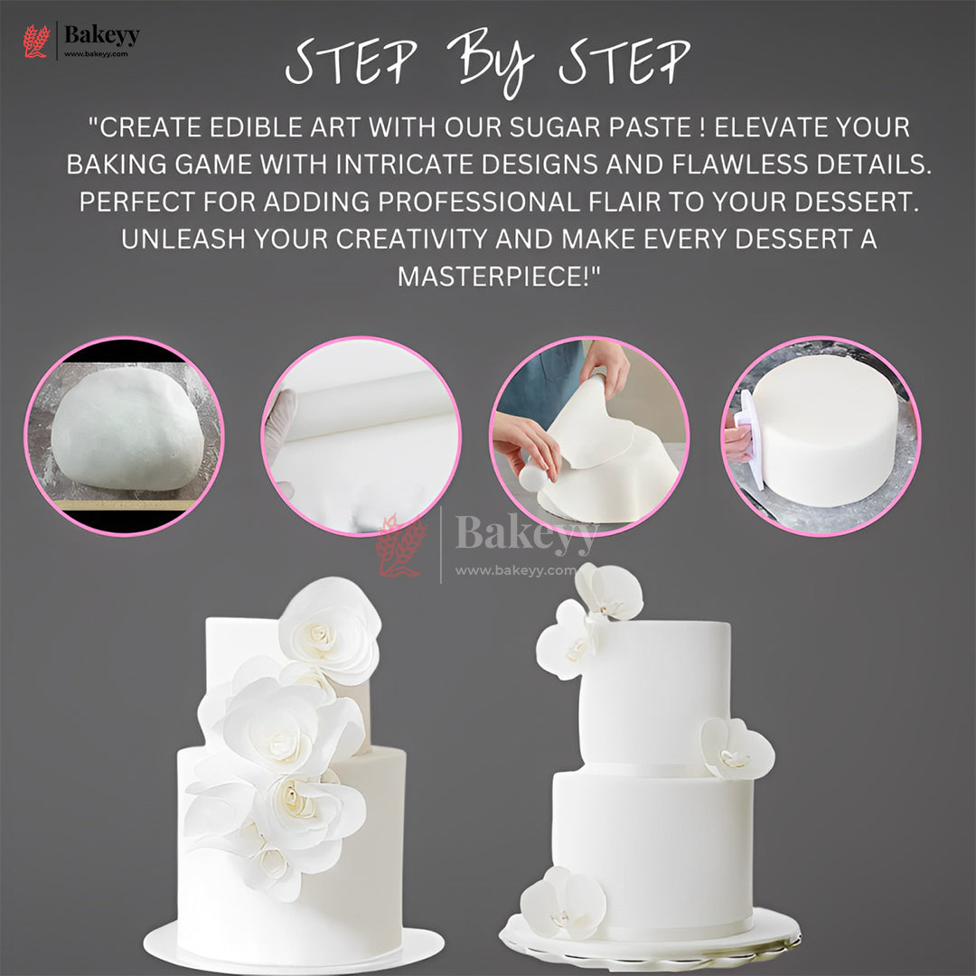 Bakehaven White Sugar Paste – 1kg | Premium Fondant for Cake Decoration, Coating & Sculpting | Smooth & Ready-to-Use
