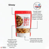 500 gm | 16x23CM | Zip Lock Pouch | Black Printed Pouch With Window | Standing Pouch | 110 GSM | Pack of 500
