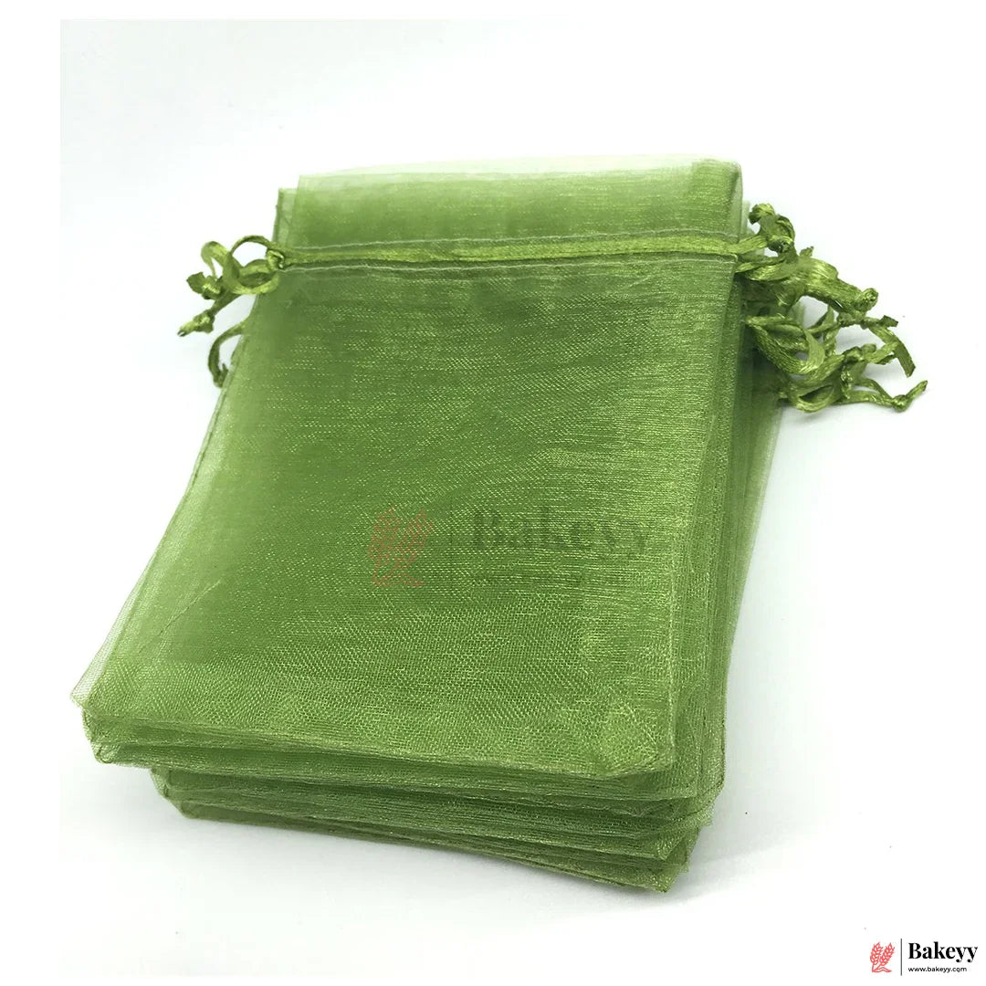 5x7 Inch Olive Green Organza Gift Pouch  Drawstring Bag | Pack Of 99