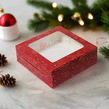 4 Brownie Box Christmas Red | With Window - Bakeyy.com - India - 4 Brownie Box Christmas Red | With Window - Pack of 10