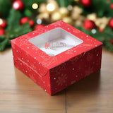 Festive Red Christmas 4 Cupcake Box | Christmas Collection | With Window - Bakeyy.com - India - Festive Red Christmas 4 Cupcake Box | Christmas Collection | With Window - Pack of 10