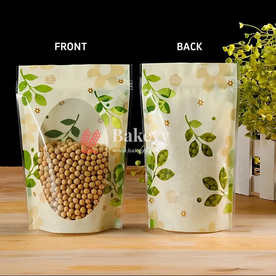 100g|15x10Cm| Floral Design Stand-Up Pouches with Clear Window