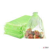 8x12 Inch Premium Green Organza Gift Pouch  Drawstring Bag | Pack Of 50